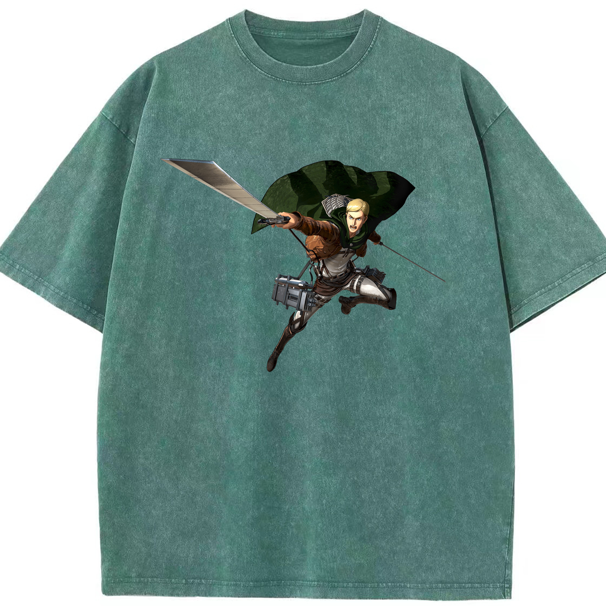 （画像用） 進撃の巨人 エルヴィン・スミス Attack on Titan Erwin Smith 綿100% ヴィンテージ風 半袖Tシャツ（フロントプリント）